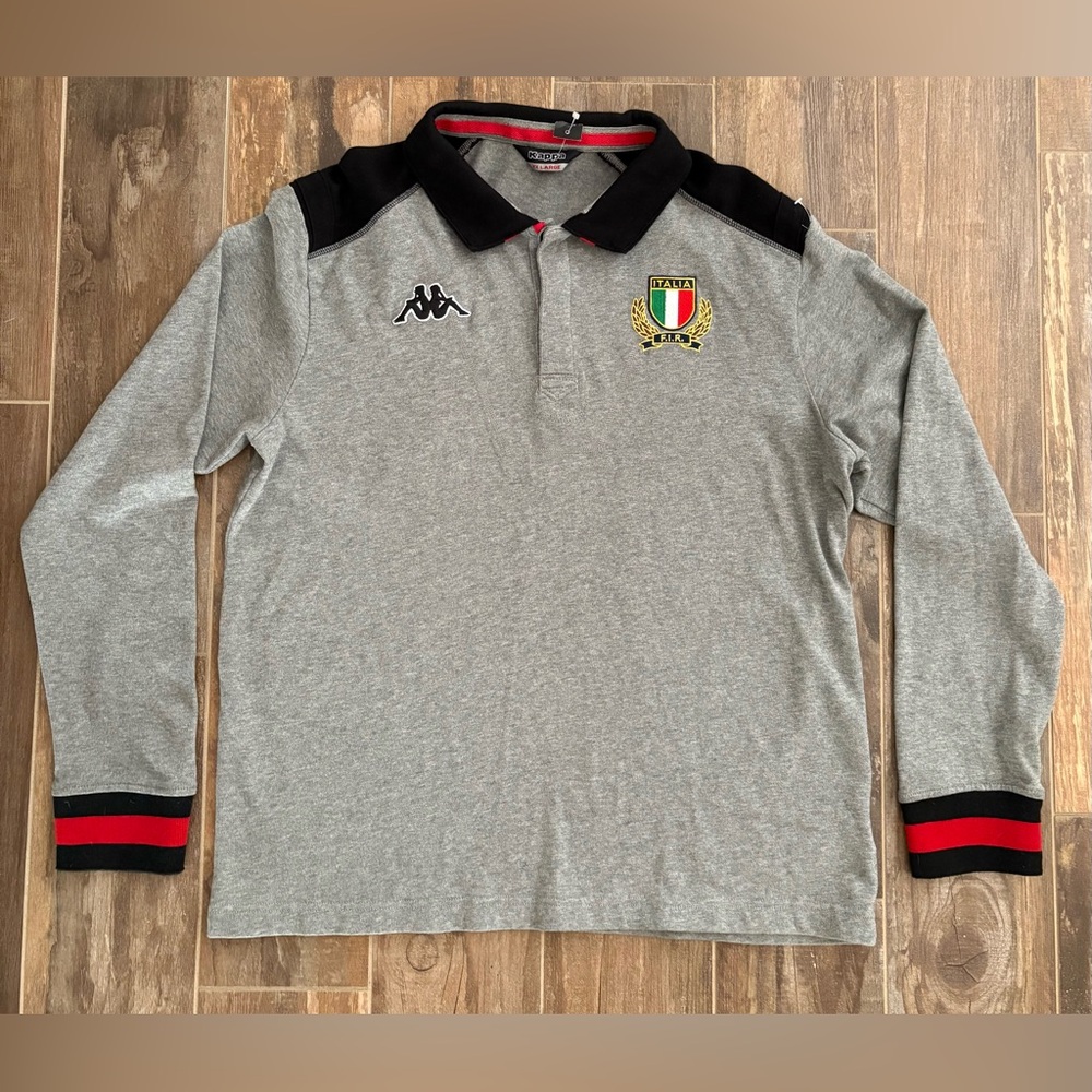 Kappa Italia‎ Rugby Long Sleeve Cotton Collared Sports Jersey Top XXL New